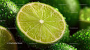 Vibrant Fresh Lime Slice with Juicy Interior and Bright Green Rind