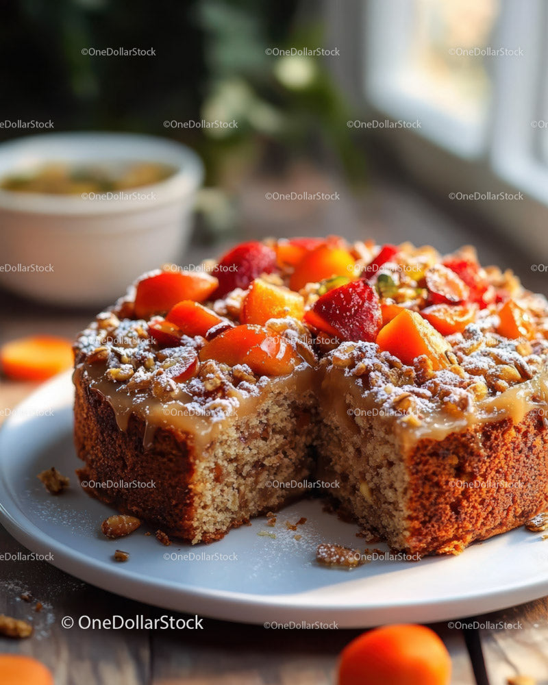 Fruity Moist Cake with Fresh Berries and Nuts