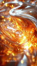 Abstract Copper Swirl with Metallic Reflections and Fiery Colors