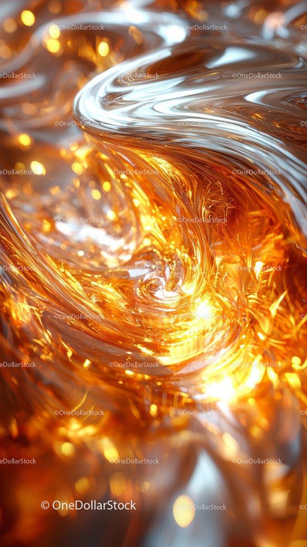 Abstract Copper Swirl with Metallic Reflections and Fiery Colors