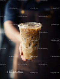 Iced Coffee in Clear Glass Cup with Creamy Swirls