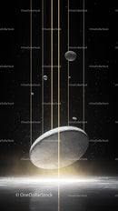Futuristic Space Scene with Floating Planets and Galaxies