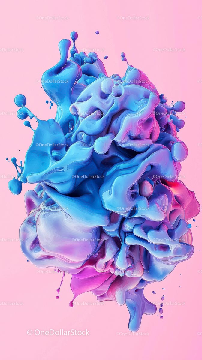 Abstract Fluid Splash in Vibrant Blue and Pink Tones