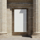 Blank Vertical Banner Between Classic Stone Columns