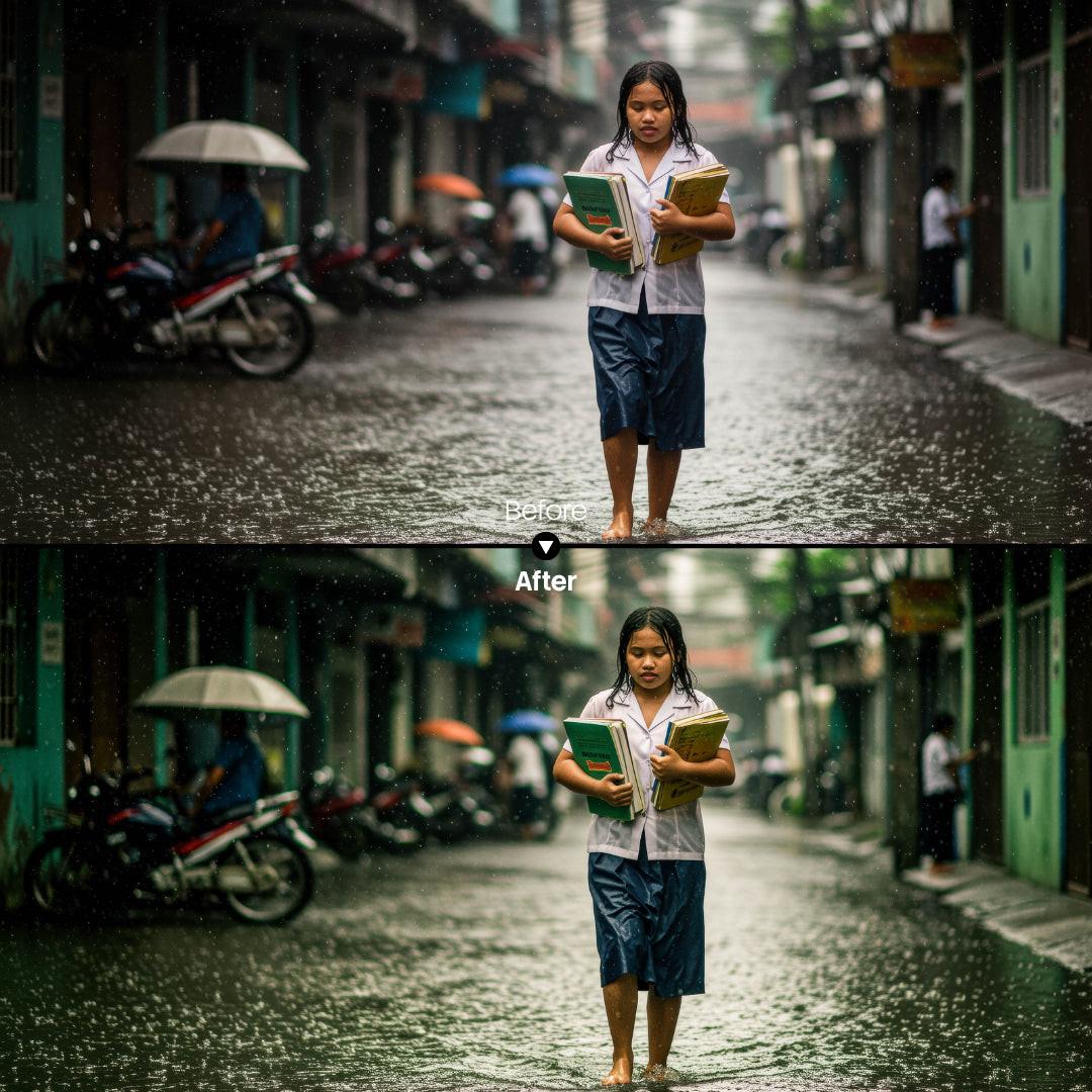 Before and after Human Stories Lightroom preset edit