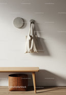 Minimalist Home Decor with Wall Hook and Tote Bag on Neutral Wall