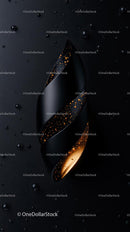 Luxury Black Spiral Pen with Gold Glitter Accents for Office and Writing