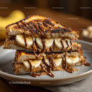 Banana and Chocolate Toast Sandwich with Caramel Drizzle