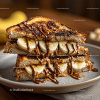 Banana and Chocolate Toast Sandwich with Caramel Drizzle
