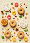 Assorted healthy snacks with dried fruit and cookies