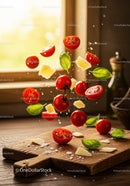 Fresh cherry tomatoes with basil and parmesan cheese