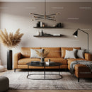 Cozy Modern Living Room with Leather Sectional Sofa