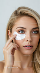 Beautiful Woman Applying Eye Mask for Facial Rejuvenation