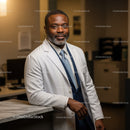 Experienced Male Doctor in Medical Coat and Stethoscope in Clinic