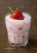 Fresh strawberry yogurt dessert in clear glass
