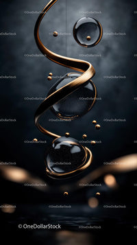 Elegant Metallic Spiral with Glass Spheres and Floating Orbs
