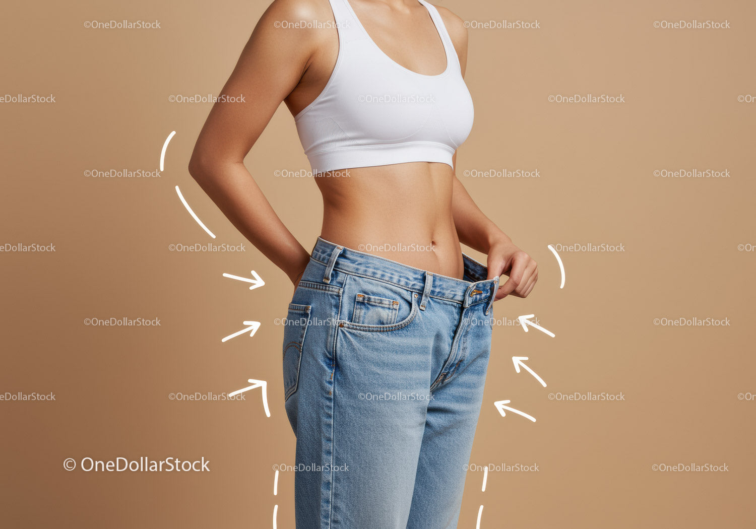 Woman Adjusting Oversized Jeans in Casual Fashion Style
