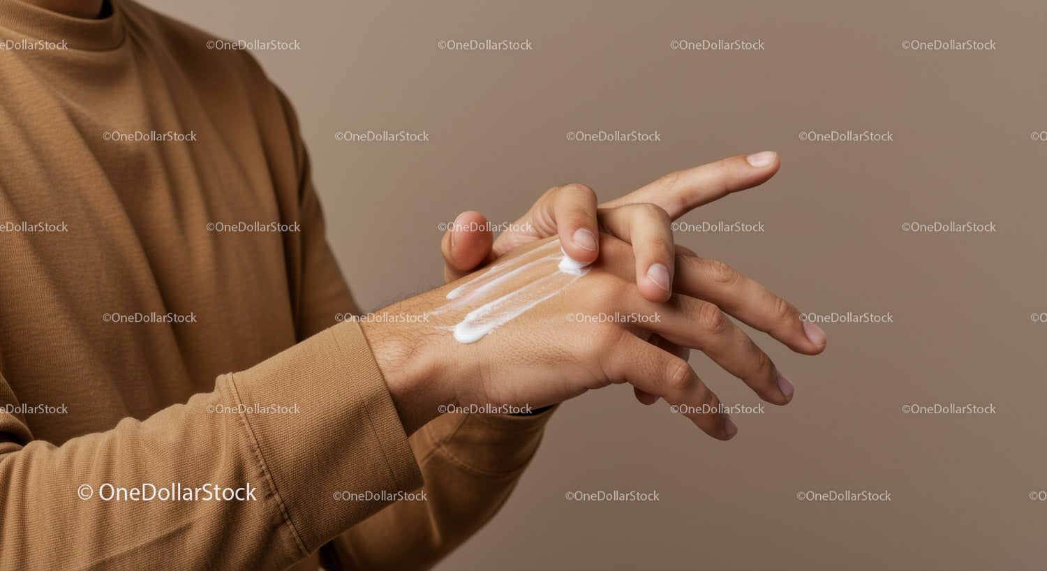 Close-Up of Hands Applying Moisturizer Showing Skin Care Routine