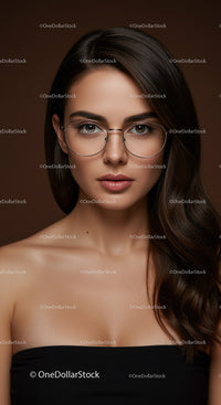 Portrait of a Young Woman with Glasses and Brown Hair