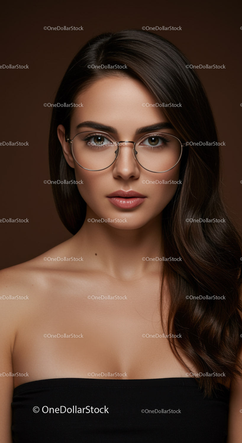 Portrait of a Young Woman with Glasses and Brown Hair