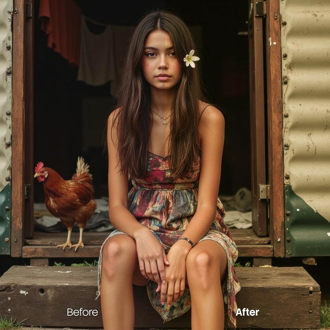 Before and after Earth Tones Lightroom preset edit