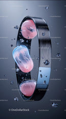 Futuristic Metallic Bracelet with Glowing Pink and Blue Lights