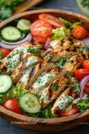Grilled Chicken Salad with Fresh Vegetables and Herb Dressing