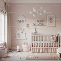 Beautiful Baby Nursery with White Crib and Pastel Decor