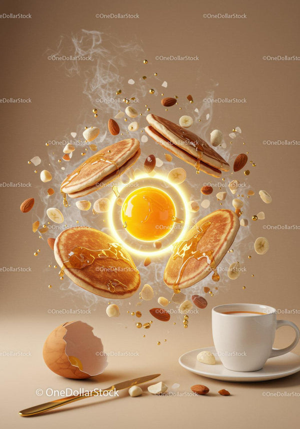 Floating Pancakes with Egg Yolk and Nuts in Warm Setting
