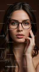 Close-up of a Stylish Woman Wearing Glasses with Confidence