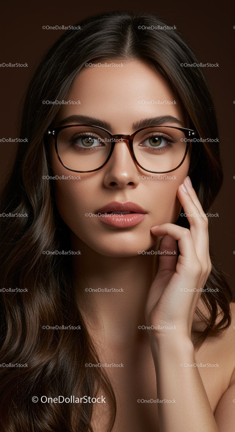 Close-up of a Stylish Woman Wearing Glasses with Confidence