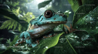 Close-up of a Vibrant Blue Frog in Dense Tropical Rainforest
