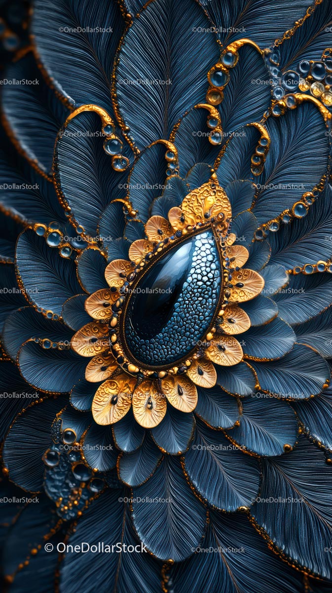Elegant Black and Gold Pendant Necklace with Blue Gemstone for Fashion