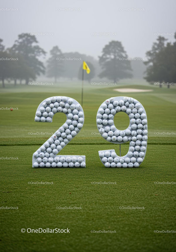 Numer 29 z Piłek Golfowych na Zielonym Polu Golfowym