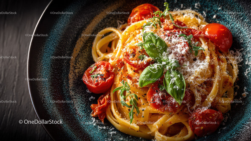 Creamy Fettuccine Pasta with Cherry Tomatoes and Basil