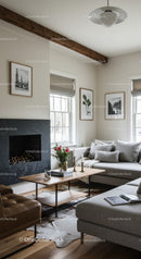Bright Modern Living Room with Comfortable Sofa and Natural Light