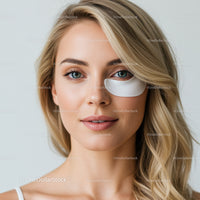 Portrait of a Blonde Woman with Clear Skin and Bright Blue Eyes