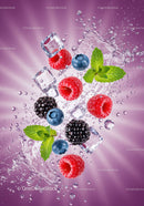 Fresh Berries and Mint Splash with Ice Cubes