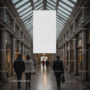 People walking in spacious covered shopping arcade