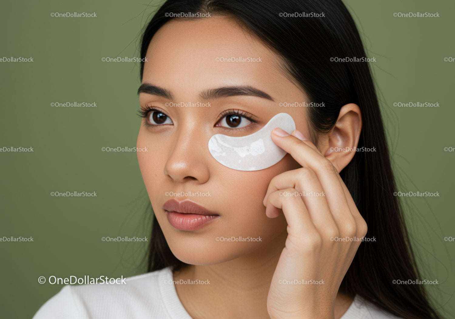 Woman Applying Under Eye Patch For Skin Rejuvenation and Relaxation