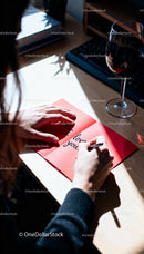 Handwriting a Loving Message on a Valentine Card