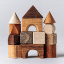 Set of Colorful Wooden Blocks and Shapes for Children's Play