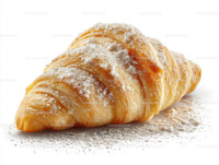 Golden Croissant with Powdered Sugar, Fresh Bakery Pastry