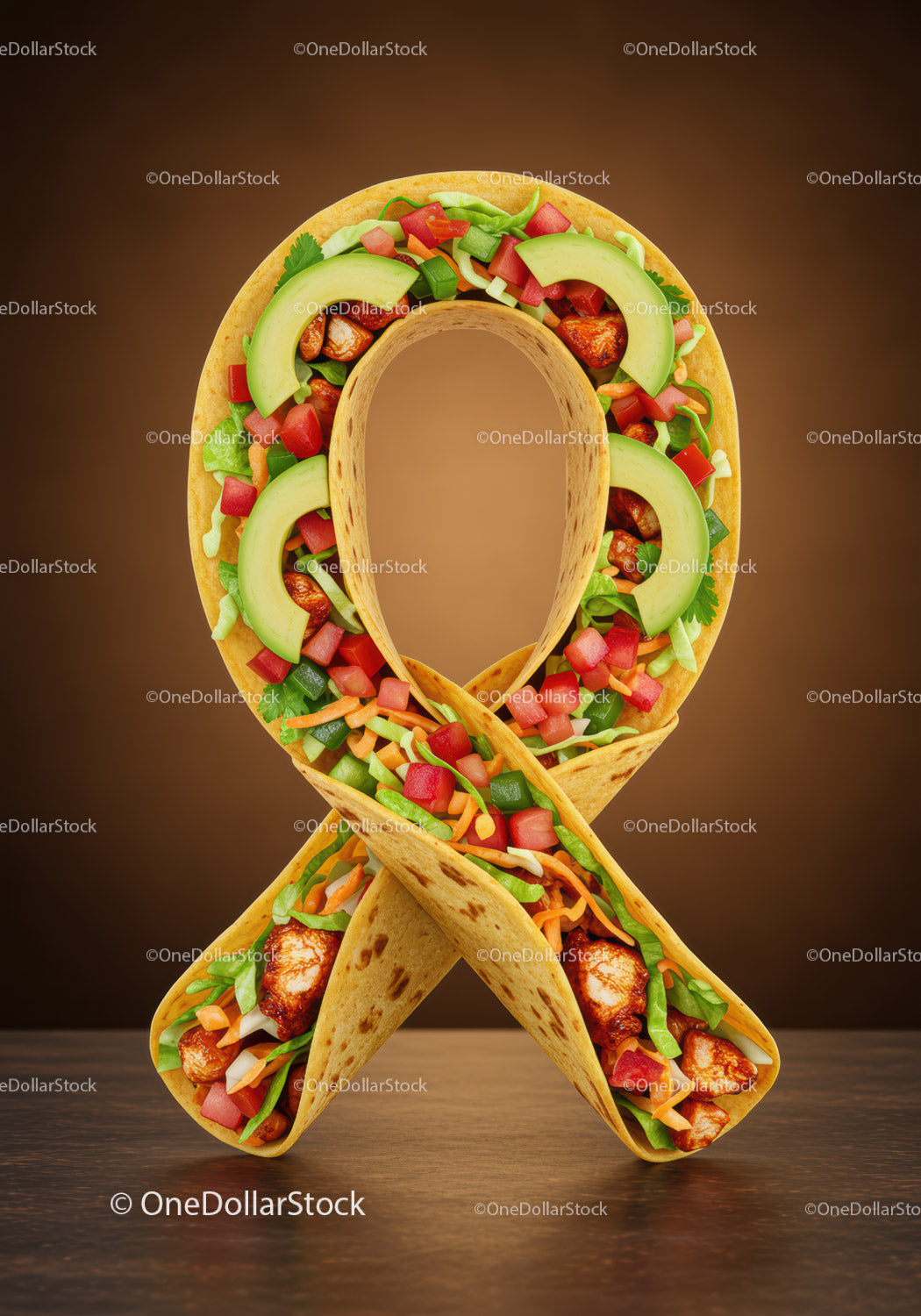 Healthy Burrito Ribbon with Fresh Vegetables and Chicken