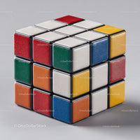 Colorful Rubik's Cube with Vibrant Red, Blue, Green, Yellow, and White Colors