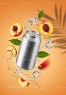 Refreshing Cold Drink with Fresh Peaches and Ice Cubes
