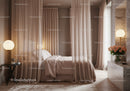 Elegant bedroom with soft curtains and ambient lighting