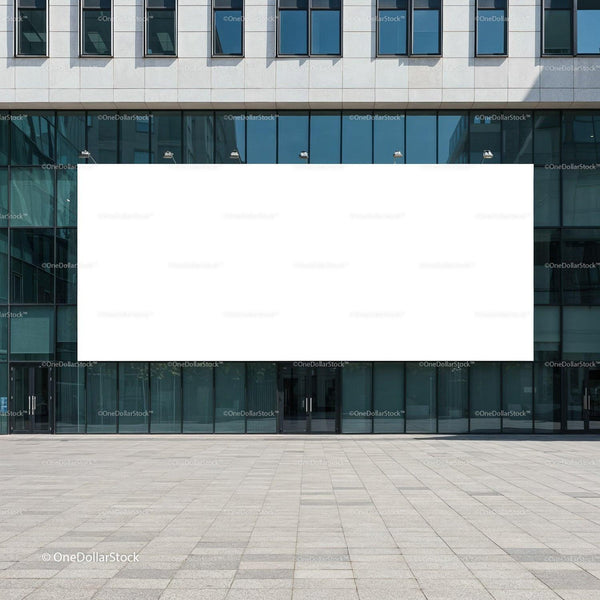 Modern Office Building with Large Blank Billboard JPG Mockup Image