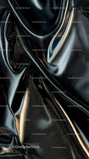 Close-up of Shiny Black Metallic Fabric with Reflective Surface