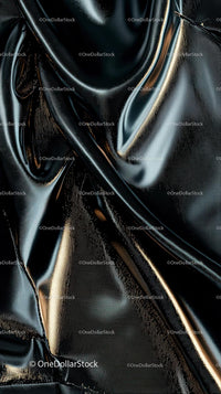 Close-up of Shiny Black Metallic Fabric with Reflective Surface
